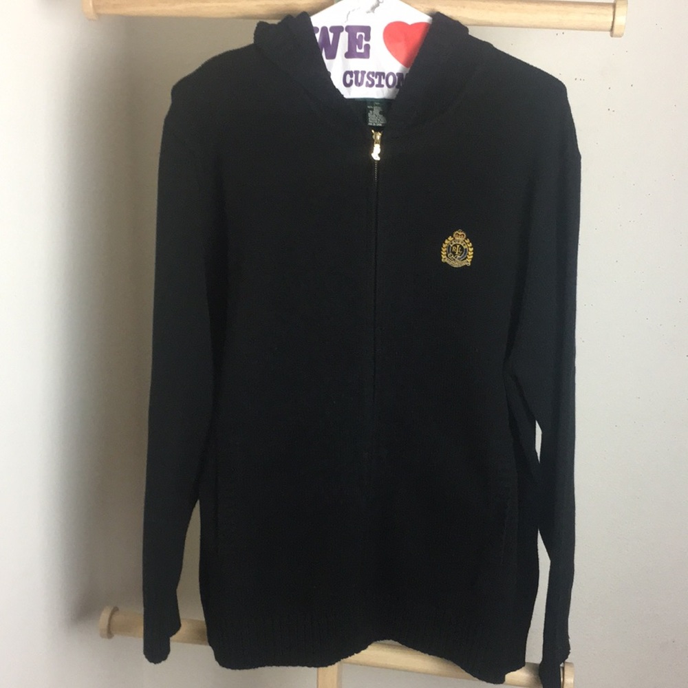 Lauren Ralph Lauren cardigan sweater with hood.